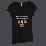 Runs with Scissors Plays with Matches - Bella Women's Sheer Rib Scoop Neck T-Shirt